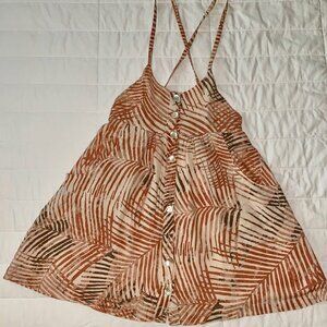 Kimchi Blue Palm Print Mini Apron Dress – Size Small – Urban Outfitters
